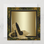Zwarte Gold High Heels Womans Birthday Party Kaart (Achterkant)