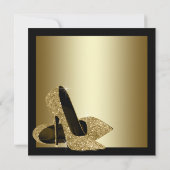 Zwarte Gold High Heels Womans Birthday Party Kaart (Achterkant)