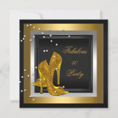 Zwarte Gold High Heels Womans Birthday Party Kaart (Voorkant)