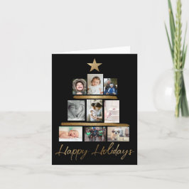 Zwarte Gold Holiday Familie kerstboomfoto Feestdagen Kaart
