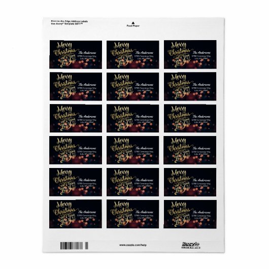 Zwarte & Gold Kerstmis en Happy Nieuwjaar Typograf Etiket (Full Sheet)