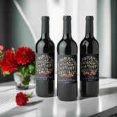 Zwarte & Gold Kerstmis en Happy Nieuwjaar Typograf Wijn Etiket