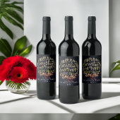 Zwarte & Gold Kerstmis en Happy Nieuwjaar Typograf Wijn Etiket