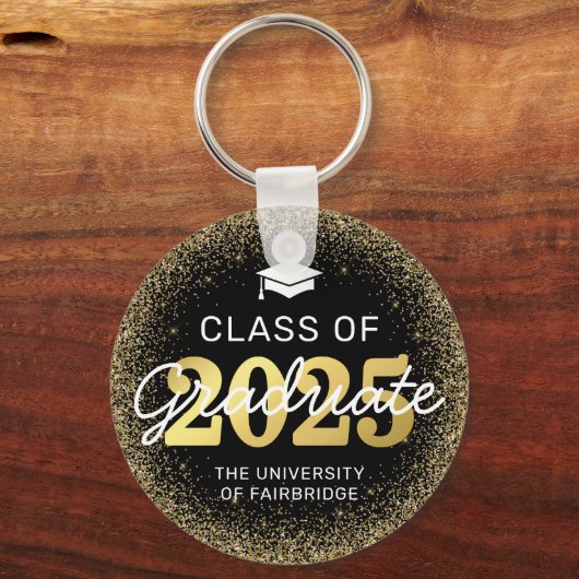 Zwarte Gold-klasse van 2023 Afstuderen Sleutelhanger (Achterkant)