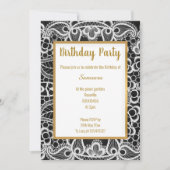 ZWARTE GOLD LACE GOLD TRIM ELEGANT BIRTHDAAG KAART (Voorkant)