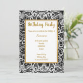 ZWARTE GOLD LACE GOLD TRIM ELEGANT BIRTHDAAG KAART (Staand voorkant)
