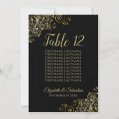 Zwarte & Gold Lacy Table Number (aantal zitplaatse (Voorkant)