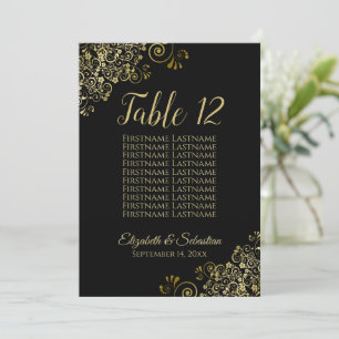 Zwarte & Gold Lacy Table Number (aantal zitplaatse