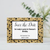 ZWARTE GOLD LEOPARD AFDRUKKING BEWAREN DE DATUM AANKONDIGING (Staand voorkant)