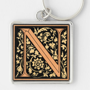 Zwarte & Gold Letter 'N' - Sleutelhanger