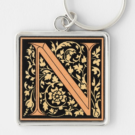 Zwarte & Gold Letter 'N' - Sleutelhanger (Voorkant)