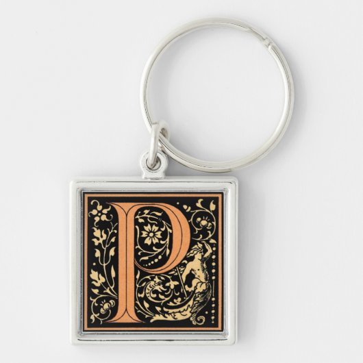 Zwarte & Gold Letter "P" Sleutelhanger (Voorkant)