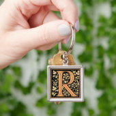 Zwarte & Gold Letter "R" Sleutelhanger (Hand)