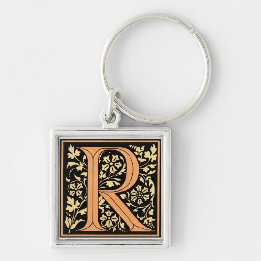 Zwarte & Gold Letter "R" Sleutelhanger (Voorkant)