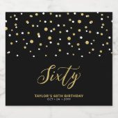 Zwarte & Gold Lettering 60e verjaardag Bier Etiket (Enkel label)