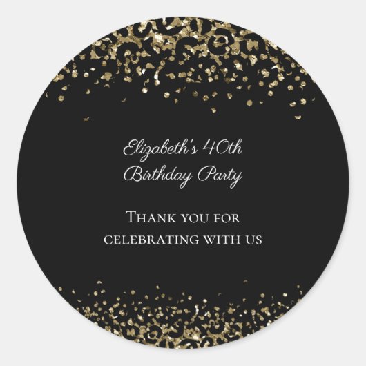 Zwarte Gold-luipaard afdrukken Glitter-bekleding v Ronde Sticker (Voorkant)