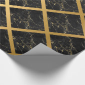 ZWARTE GOLD MARBLE BIRTHDAY WEDDING WRAP CADEAUPAPIER (Hoek)