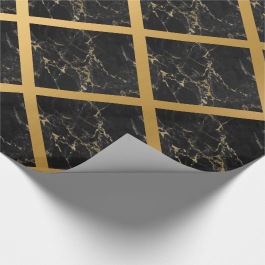 ZWARTE GOLD MARBLE BIRTHDAY WEDDING WRAP CADEAUPAPIER (Hoek)