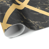 ZWARTE GOLD MARBLE BIRTHDAY WEDDING WRAP CADEAUPAPIER (Rol Hoek)
