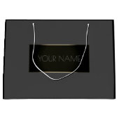 Zwarte Gold Minimale naam Luxury Branding Grey Gre Groot Cadeauzakje (Voorkant)