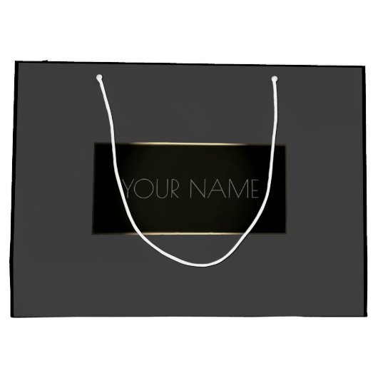 Zwarte Gold Minimale naam Luxury Branding Grey Gre Groot Cadeauzakje (Achterkant)