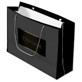 Zwarte Gold Minimale naam Luxury Branding Grey Gre Groot Cadeauzakje (Voorkant Gekanteld)