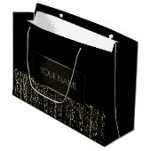 Zwarte Gold Minimale naam Luxury Branding Light Groot Cadeauzakje (Voorkant Gekanteld)