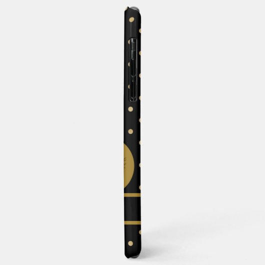 Zwarte & Gold Monogram Letter "R" met achternaam Case-Mate iPhone Case (Achterkant/links)