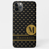 Zwarte & Gold Monogram Letter "R" met achternaam Case-Mate iPhone Case (Achterkant)