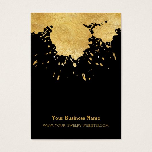 Zwarte Gold Paint Splash Earring Display Card Visitekaartje (Voorkant)