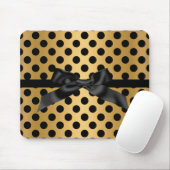 ZWARTE GOLD POLKA DOT BOW MUISMAT (Met muis)