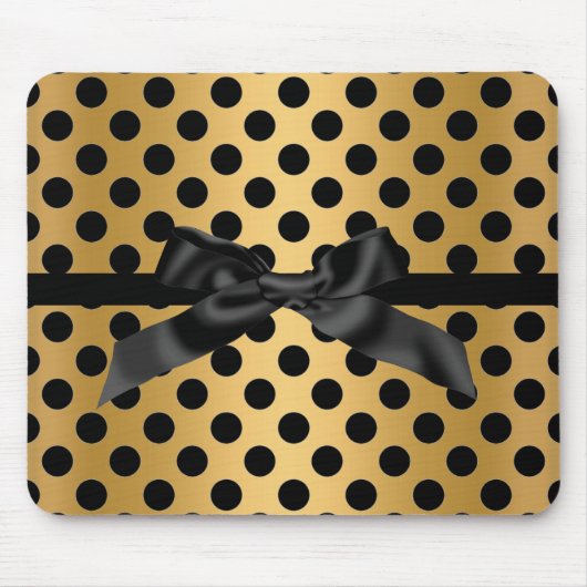 ZWARTE GOLD POLKA DOT BOW MUISMAT (Voorkant)