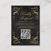 Zwarte Gold QR-code RSVP Weduwwebsite Informatiekaartje (Voorkant)