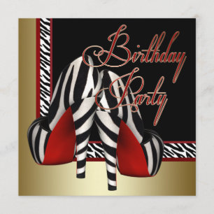 Zwarte Gold Red-Zebra op hoge hoogte - Birthday-pa Kaart