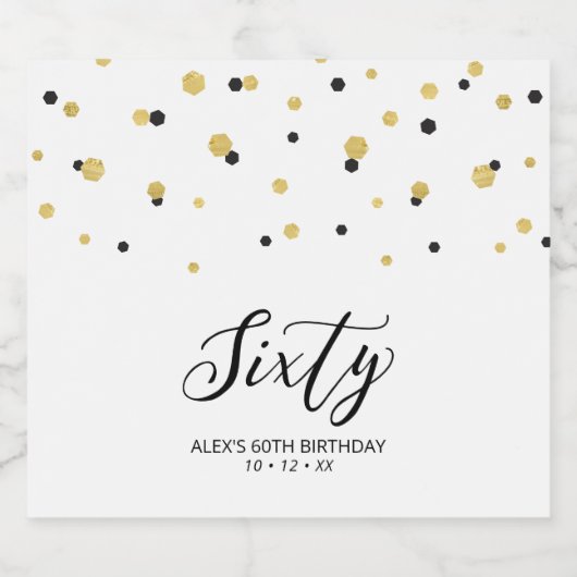 Zwarte & Gold Sixty | 60e verjaardag Bier Etiket (Enkel label)