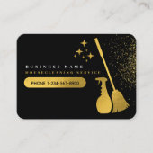 Zwarte & Gold sociale media-pictogrammen reinigen Visitekaartje (Voorkant)