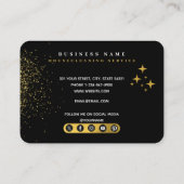Zwarte & Gold sociale media-pictogrammen reinigen Visitekaartje (Achterkant)