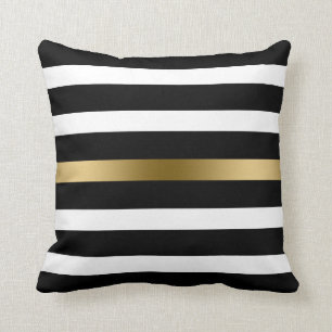 Zwarte & Gold Stripes Kussen