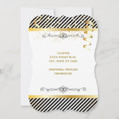 Zwarte & Gold Stripes met Confetti Save The Date (Achterkant)