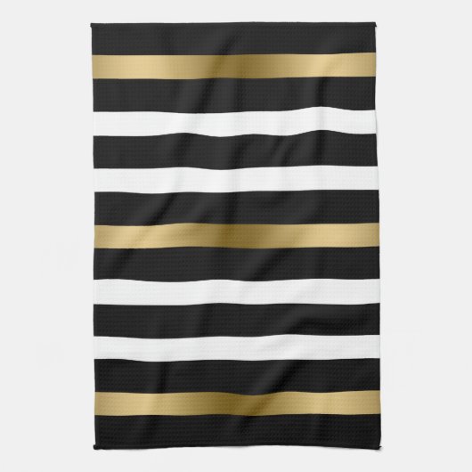 Zwarte & Gold Stripes Theedoek (Verticaal)