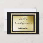 Zwarte Gold Unicorn Birthday Party Save the Date Kaart (Achterkant)