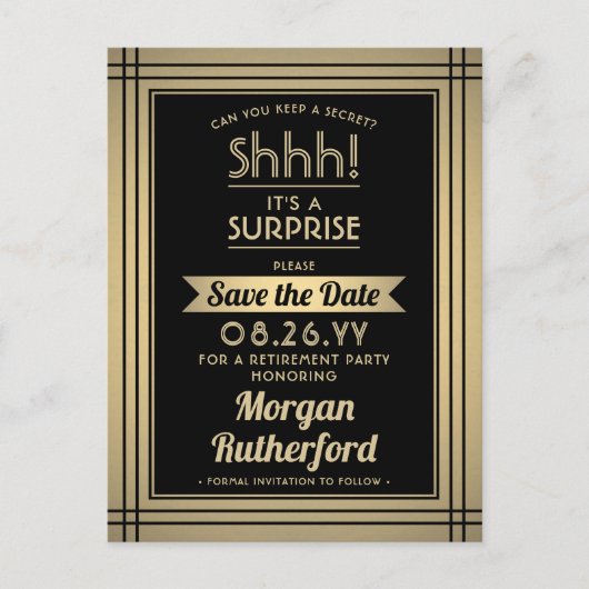 Zwarte Gold van de Prijs van de onderneming sparen Aankondigingskaart (Voorkant)