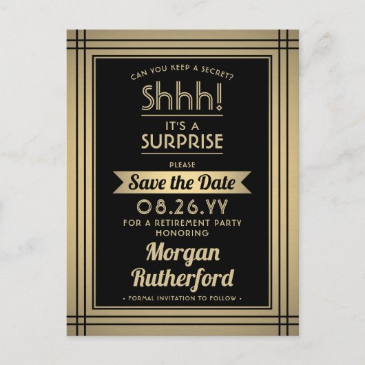 Zwarte Gold van de Prijs van de onderneming sparen Aankondigingskaart (Voorkant)