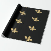 ZWARTE GOLD VERLAAT ELEGANT BIRTHDAY WEDDING WRAP CADEAUPAPIER (Uitgerold)