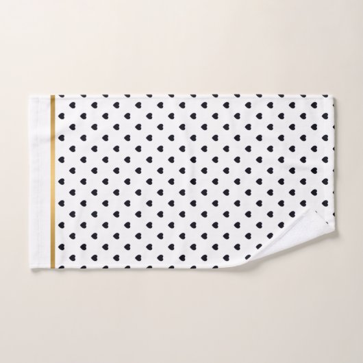 ZWARTE GOLD WHITE HEART DESIGN BATHROOM TOWEL SET BAD HANDDOEK (Handdoek)