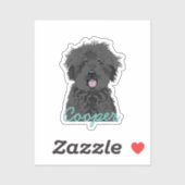 Zwarte Golden Doodle Custom Dog Name Sticker (Vel)