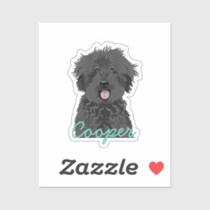 Zwarte Golden Doodle Custom Dog Name Sticker