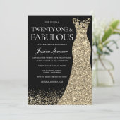 Zwarte Golden Dress Womans 21ste verjaardag Kaart (Staand voorkant)