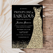 Zwarte Golden Dress Womans 21ste verjaardag Kaart