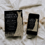 Zwarte Golden Dress Womans 30e verjaardag Kaart<br><div class="desc">Black Golden Dress Womans 30th Birthday Party - 30 en geweldige variaties in de uitnodiging en overeenkomende objecten in onze winkel</div>